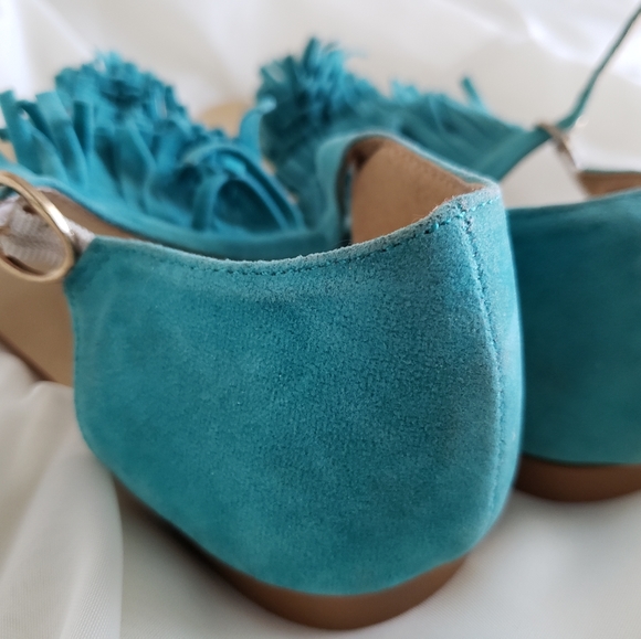 NEW teal tassel sandals - Picture 3 of 4
